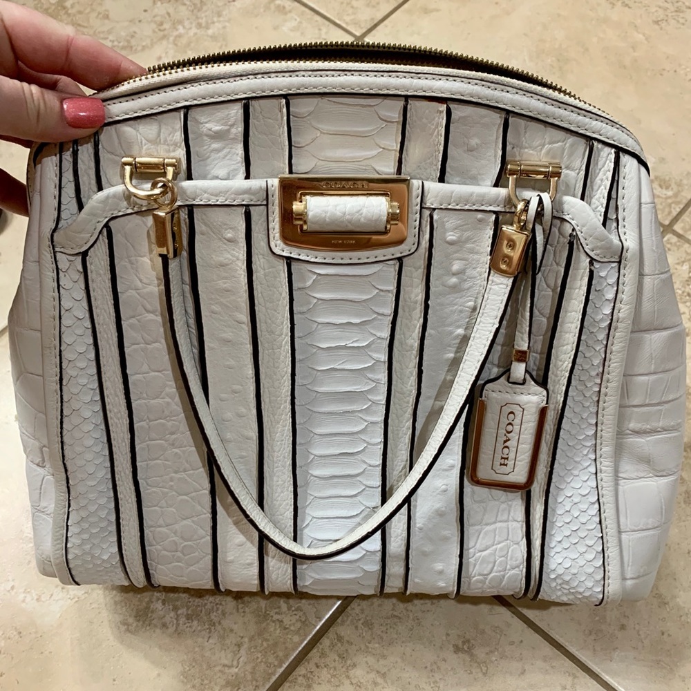Coach White and Black Satchel